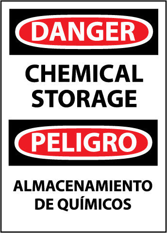 NMC ESD239RB-DANGER, CHEMICAL STORAGE BILINGUAL, 14X10, RIGID PLASTIC (1 EACH)