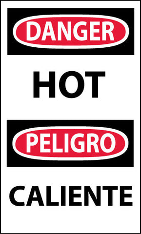 NMC ESD265AP-DANGER, HOT BILINGUAL, 5X3, PS VINYL (PAK OF 5)
