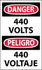 NMC ESD325AP-DANGER, 440 VOLTS BILINGUAL, 5X3, PS VINYL (PAK OF 5)