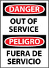 NMC ESD365RB-DANGER, OUT OF SERVICE BILINGUAL, 14X10, RIGID PLASTIC (1 EACH)