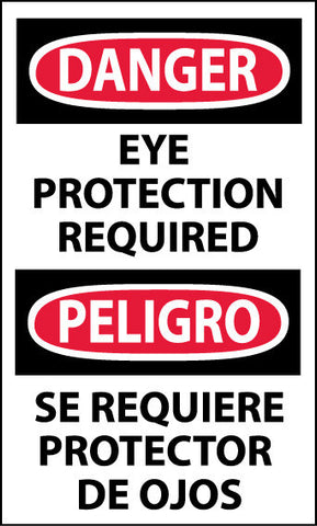 NMC ESD375AP-DANGER, EYE PROTECTION REQUIRED BILINGUAL, 5X3, PS VINYL (PAK OF 5)