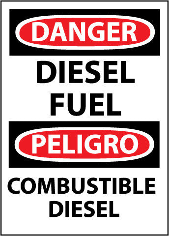 NMC ESD427RB-DANGER, DIESEL FUEL BILINGUAL, 14X10, RIGID PLASTIC (1 EACH)
