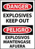 NMC ESD436RB-DANGER, EXPLOSIVES KEEP OUT BILINGUAL, 14X10, RIGID PLASTIC (1 EACH)