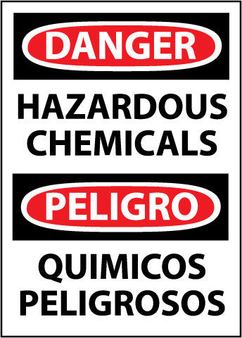 NMC ESD441RB-DANGER, HAZARDOUS CHEMICALS BILINGUAL, 14X10, RIGID PLASTIC (1 EACH)