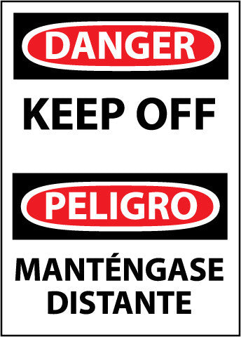 NMC ESD450RB-DANGER, KEEP OFF BILINGUAL, 14X10, RIGID PLASTIC (1 EACH)