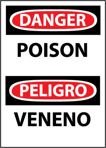 NMC ESD463RB-DANGER, POISON BILINGUAL, 14X10, RIGID PLASTIC (1 EACH)