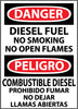 NMC ESD467AB-DANGER, DIESEL FUEL NO SMOKING NO OPEN FLAMES, BILINGUAL, 14X10, .040 ALUM (1 EACH)