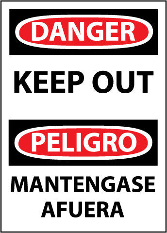 NMC ESD59RB-DANGER, KEEP OUT (BILINGUAL), 14X10, RIGID PLASTIC (1 EACH)