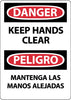 NMC ESD654AB-DANGER, KEEP HANDS CLEAR, BILINGUAL, 14X10, .040 ALUM (1 EACH)
