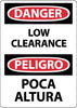NMC ESD655AB-DANGER, LOW CLEARANCE, BILINGUAL, 14X10, .040 ALUM (1 EACH)