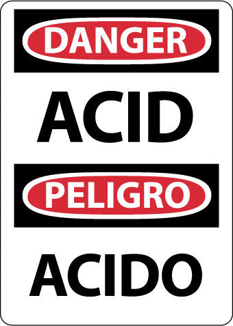 NMC ESD657PB-DANGER, ACID, BILINGUAL, 14X10, PS VINYL (1 EACH)