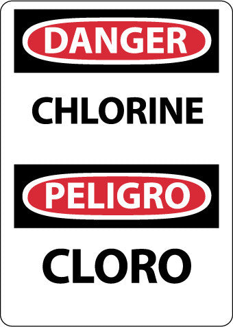 NMC ESD658PB-DANGER, CHLORINE, BILINGUAL, 14X10, PS VINYL (1 EACH)
