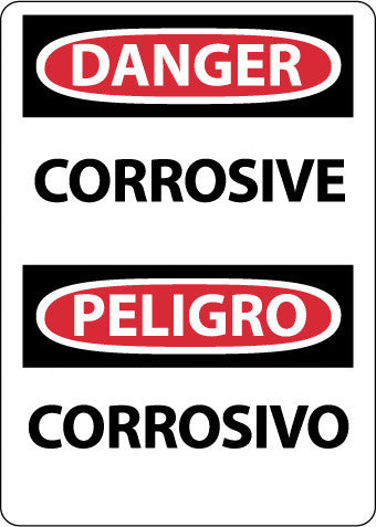 NMC ESD659RB-DANGER, CORROSIVE, BILINGUAL, 14X10, RIGID PLASTIC (1 EACH)