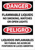 NMC ESD661PB-DANGER, FLAMMABLE LIQUIDS NO SMOKING, MATCHES OR OPEN LIGHTS, BILINGUAL, 14X10, PS VINYL (1 EACH)