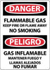 NMC ESD662PB-DANGER, FLAMMABLE GAS KEEP FIRE OR FLAME AWAY NO SMOKING, BILINGUAL, 14X10, PS VINYL (1 EACH)