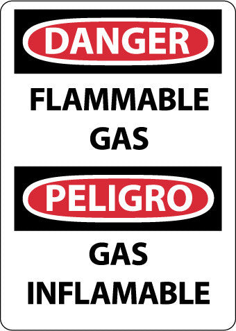 NMC ESD663AB-DANGER, FLAMMABLE GAS, BILINGUAL, 14X10, .040 ALUM (1 EACH)