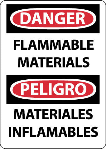 NMC ESD664PB-DANGER, FLAMMABLE MATERIALS, BILINGUAL, 14X10, PS VINYL (1 EACH)