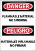 NMC ESD665RB-DANGER, FLAMMABLE MATERIAL NO SMOKING, BILINGUAL, 14X10, RIGID PLASTIC (1 EACH)