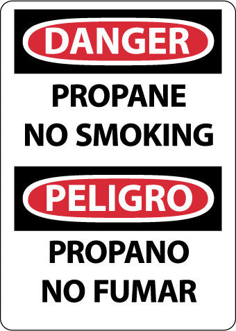 NMC ESD667PB-DANGER, PROPANE NO SMOKING, BILINGUAL, 14X10, PS VINYL (1 EACH)