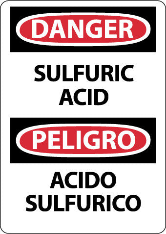 NMC ESD668AB-DANGER, SULFURIC ACID, BILINGUAL, 14X10, .040 ALUM (1 EACH)