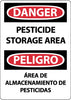NMC ESD669RB-DANGER, PESTICIDE STORAGE AREA, BILINGUAL, 14X10, RIGID PLASTIC (1 EACH)