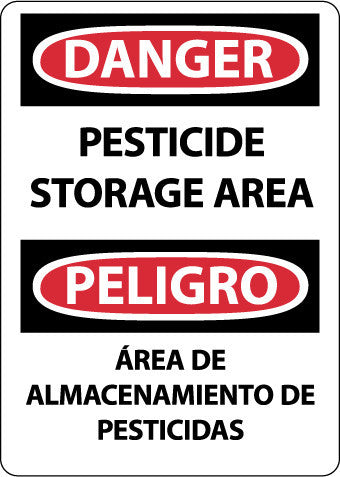 NMC ESD669PB-DANGER, PESTICIDE STORAGE AREA, BILINGUAL, 14X10, PS VINYL (1 EACH)