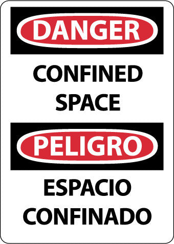NMC ESD670PB-DANGER, CONFINED SPACE, BILINGUAL, 14X10, PS VINYL (1 EACH)