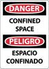 NMC ESD670PB-DANGER, CONFINED SPACE, BILINGUAL, 14X10, PS VINYL (1 EACH)
