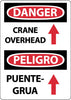 NMC ESD673PB-DANGER, CRANE OVERHEAD (GRAPHIC) BILINGUAL, 14X10, PS VINYL (1 EACH)