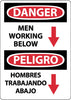 NMC ESD675PB-DANGER, MEN WORKING BELOW (GRAPHIC) BILINGUAL, 14X10, PS VINYL (1 EACH)
