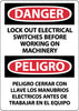NMC ESD679PB-DANGER, LOCK OUT ELECTRICAL SWITCHES BEFORE WORKING ON MACHINERY, BILINGUAL, 14X10, PS VINYL (1 EACH)