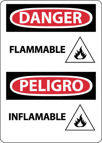NMC ESD682PB-DANGER, FLAMMABLE (GRAPHIC), BILINGUAL, 14X10, PS VINYL (1 EACH)