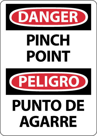 NMC ESD686PB-DANGER, PINCH POINT, BILINGUAL, 14X10, PS VINYL (1 EACH)