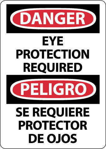 NMC ESD688RB-DANGER, EYE PROTECTION REQUIRED, BILINGUAL, 14X10, RIGID PLASTIC (1 EACH)