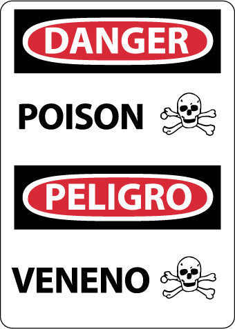NMC ESD691RB-DANGER, POISON (GRAPHIC) BILINGUAL, 14X10, RIGID PLASTIC (1 EACH)