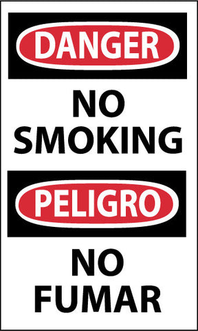 NMC ESD79AP-DANGER, NO SMOKING, BILINGUAL, 5X3, PS VINYL (PAK OF 5)