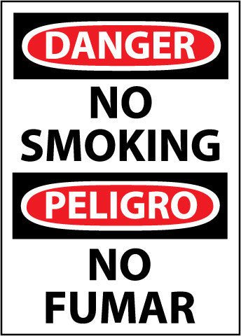 NMC ESD79RC-DANGER, NO SMOKING (BILINGUAL), 20X14, RIGID PLASTIC (1 EACH)