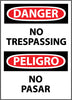 NMC ESD81RC-DANGER, NO TRESPASSING (BILINGUAL), 20X14, RIGID PLASTIC (1 EACH)