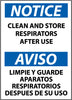 NMC ESN123RC-NOTICE, CLEAN AND STORE RESPIRATORS AFTER USE (BILINGUAL), 20X14, RIGID PLASTIC (1 EACH)