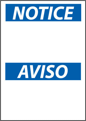 NMC ESN1AB-NOTICE AVISO BLANK, BILINGUAL, 14X10, .040 ALUM (1 EACH)