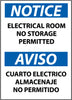 NMC ESN368AB-NOTICE, ELECTRICAL ROOM NO STORAGE PERMITTED BILINGUAL, 14X10, .040 ALUM (1 EACH)