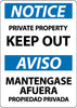 NMC ESN374RB-NOTICE, PRIVATE PROPERTY KEEP OUT, BILINGUAL, 14X10, RIGID PLASTIC (1 EACH)