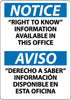 NMC ESN379PB-NOTICE, ''RIGHT TO KNOW'' INFORMATION AVAILABLE IN THIS OFFICE, BILINGUAL, 14X10, PS VINYL (1 EACH)
