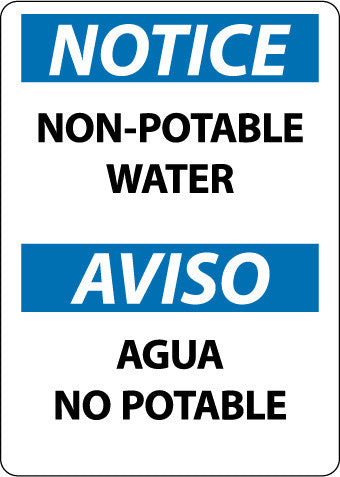 NMC ESN380PB-NOTICE, NON-POTABLE WATER, BILINGUAL, 14X10, PS VINYL (1 EACH)