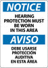 NMC ESN386RB-NOTICE, HEARING PROTECTION MUST BE WORN IN THIS AREA, BILINGUAL, 14X10, RIGID PLASTIC (1 EACH)