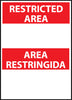 NMC ESRA1RB-RESTRICTED AREA AREA RESTRINGIDA BLANK, BILINGUAL, 14X10, RIGID PLASTIC (1 EACH)