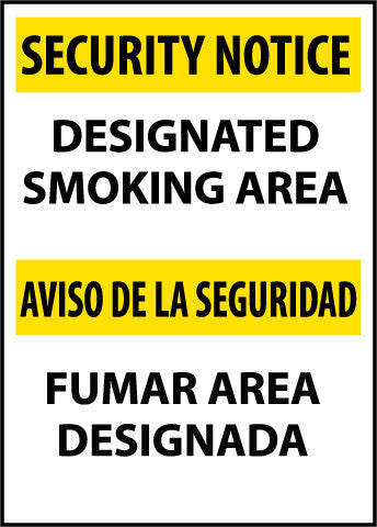 NMC ESSN102AB-MISC, DESIGNATED SMOKING AREA BILINGUAL, 14X10 , .040 ALUM (1 EACH)