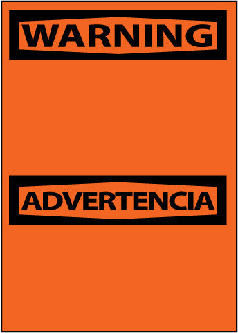 NMC ESW1RB-WARNING ADVERTENCIA BLANK,  BILINGUAL, 14X10, RIGID PLASTIC (1 EACH)