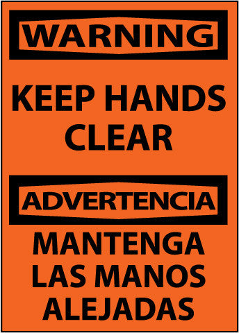 NMC ESW501PB-WARNING, KEEP HANDS CLEAR BILINGUAL, 14X10, PS VINYL (1 EACH)