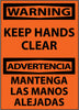 NMC ESW501AB-WARNING, KEEP HANDS CLEAR BILINGUAL, 14X10, .040 ALUM (1 EACH)